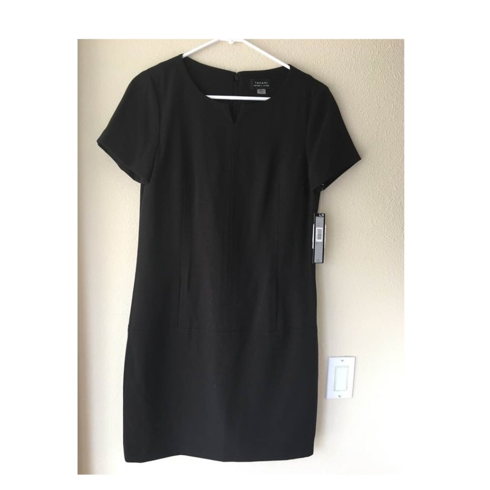 Tahari ASL Bi Stretch Shift Dress Black Sz 4 NWT - Picture 3 of 3